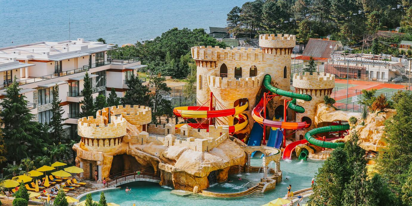 Aquapark slides at Dreamland Oasis