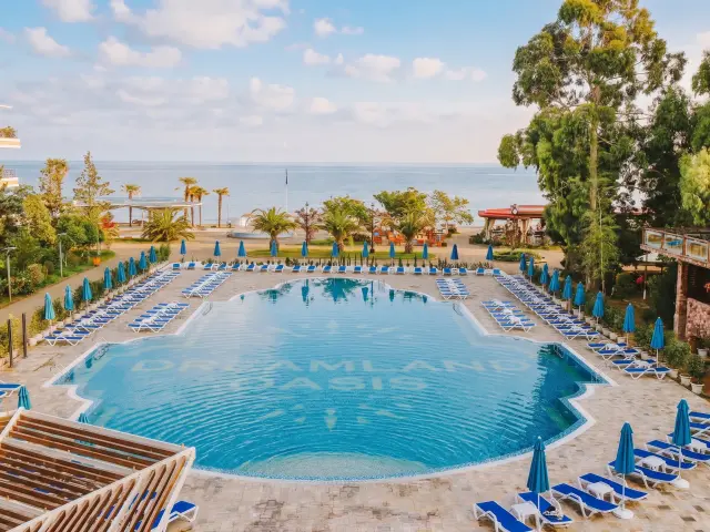 Blue Pool — the main open-air pool at Dreamland Oasis